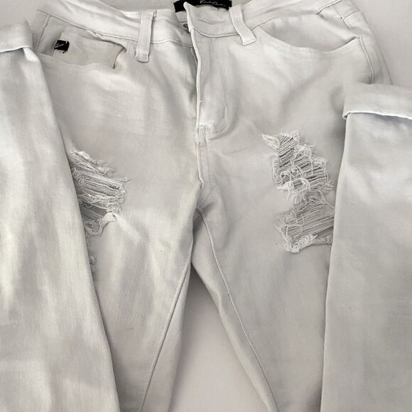 Kancan White Cuffed Skinny Jeans, size 5 - Picture 1 of 9